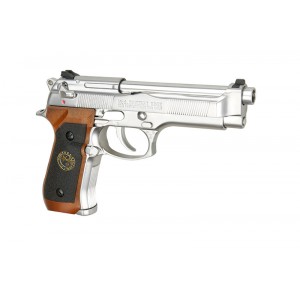 Страйкбольный пистолет M92F BIOHAZARD, металл, хром, блоу бэк (WE)